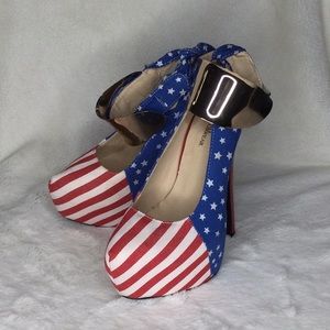 Ami Clubwear Red White & Blue USA Heels size 9